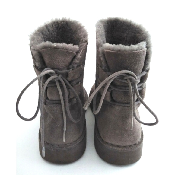 UGG Australia Naiyah Ankle Boot Gray Suede Sheepskin Lace Up Heel 1020144 Sz 6 - Picture 3 of 6